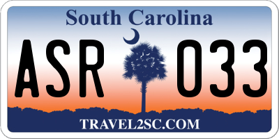 SC license plate ASR033