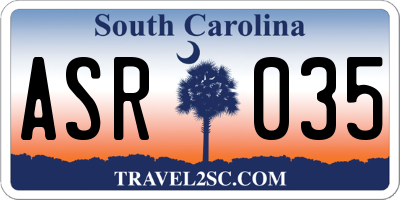 SC license plate ASR035