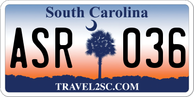 SC license plate ASR036