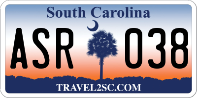 SC license plate ASR038
