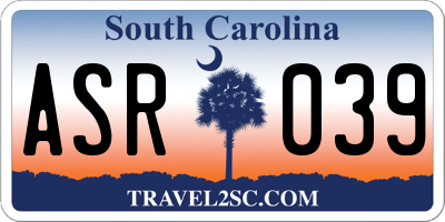 SC license plate ASR039