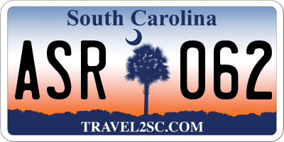 SC license plate ASR062
