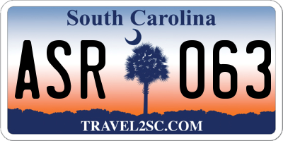 SC license plate ASR063