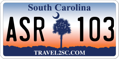 SC license plate ASR103