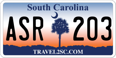 SC license plate ASR203