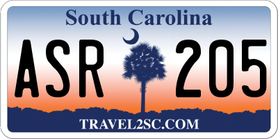 SC license plate ASR205