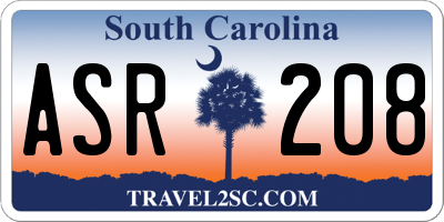 SC license plate ASR208