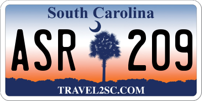 SC license plate ASR209