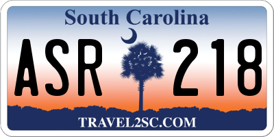 SC license plate ASR218