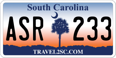 SC license plate ASR233