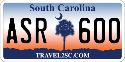 SC license plate ASR600
