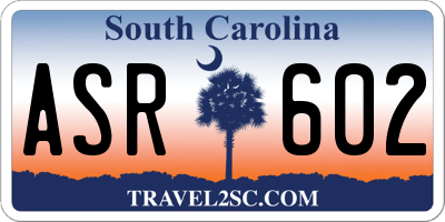 SC license plate ASR602