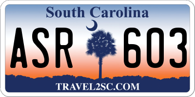 SC license plate ASR603