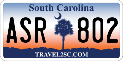 SC license plate ASR802
