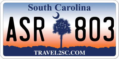 SC license plate ASR803