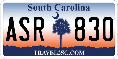 SC license plate ASR830