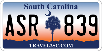 SC license plate ASR839