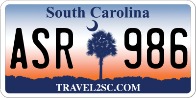 SC license plate ASR986