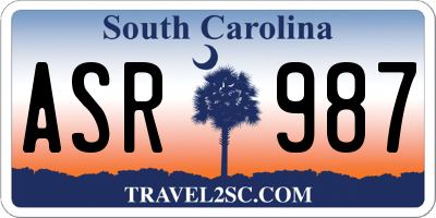 SC license plate ASR987
