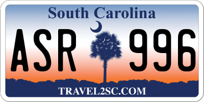 SC license plate ASR996