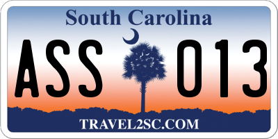 SC license plate ASS013