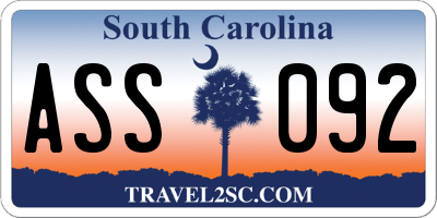SC license plate ASS092