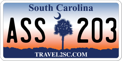 SC license plate ASS203