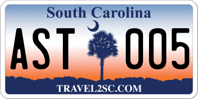 SC license plate AST005