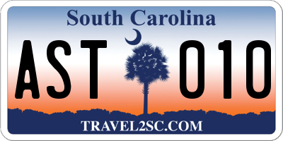 SC license plate AST010