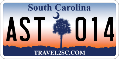 SC license plate AST014