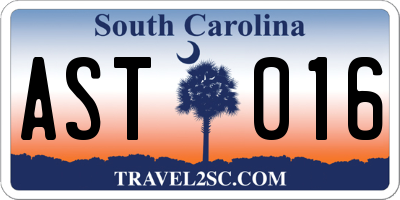 SC license plate AST016