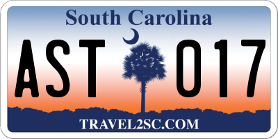 SC license plate AST017