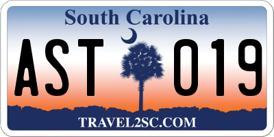 SC license plate AST019