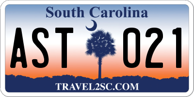 SC license plate AST021