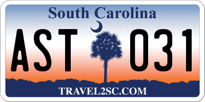 SC license plate AST031