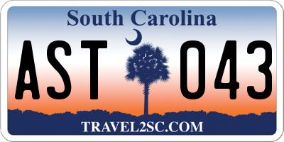 SC license plate AST043