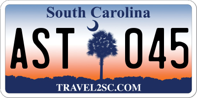 SC license plate AST045