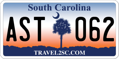 SC license plate AST062