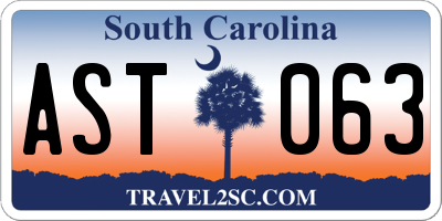 SC license plate AST063