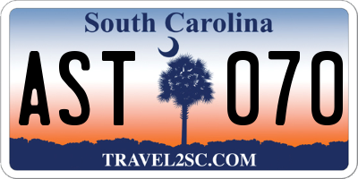 SC license plate AST070