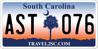 SC license plate AST076