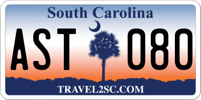 SC license plate AST080