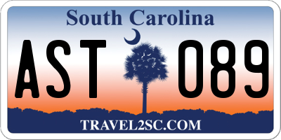SC license plate AST089