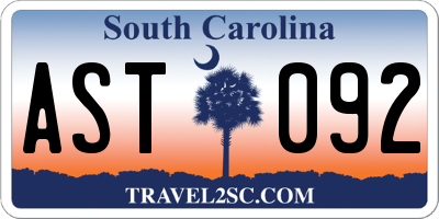 SC license plate AST092