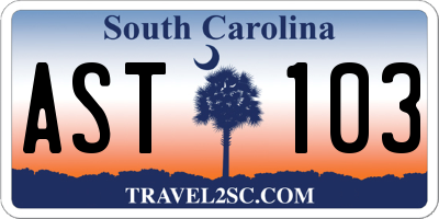 SC license plate AST103