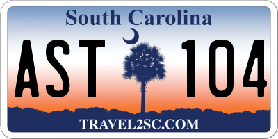 SC license plate AST104