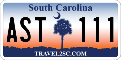 SC license plate AST111