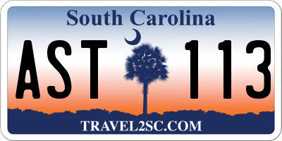 SC license plate AST113