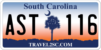 SC license plate AST116