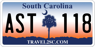 SC license plate AST118